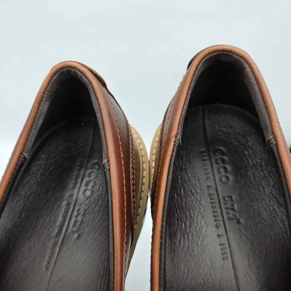 ECCO ST.1 Hybrid Penny Loafer Leather Shoes SlipOn Cognac Brown Mens Sz 13-13.5